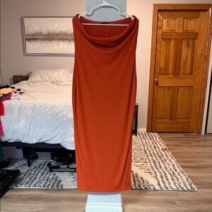 Chic Orange Maxi Skirt